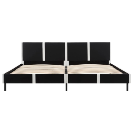 Bed Frame Black and White Faux Leather 183x203 cm King - Image 4