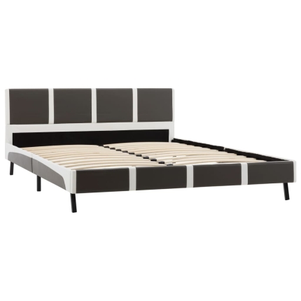 Bed Frame Grey and White Faux Leather 106x203 cm King Single - Image 3