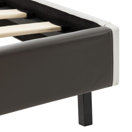 Bed Frame Grey and White Faux Leather 106x203 cm King Single - Image 8