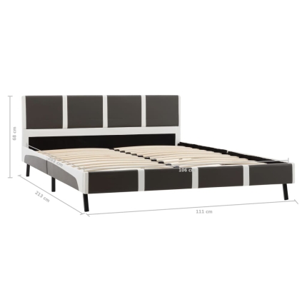 Bed Frame Grey and White Faux Leather 106x203 cm King Single - Image 9
