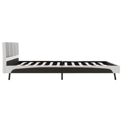 Bed Frame Grey and White Faux Leather 137x187 cm Double - Image 5