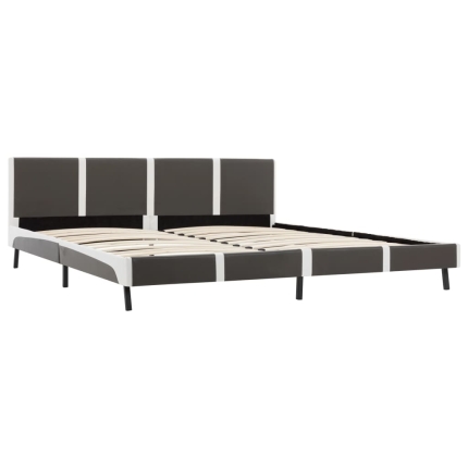 Bed Frame Grey and White Faux Leather 183x203 cm King - Image 3