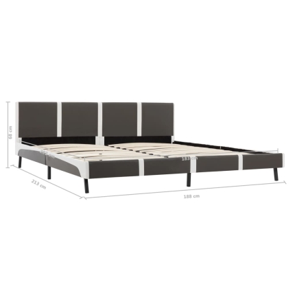Bed Frame Grey and White Faux Leather 183x203 cm King - Image 9