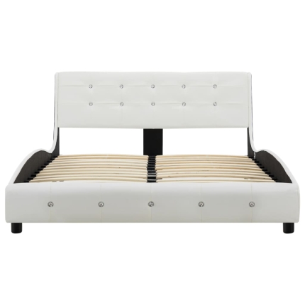 Bed Frame White Faux Leather 106x203 cm King Single - Image 4
