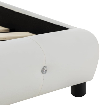 Bed Frame White Faux Leather 106x203 cm King Single - Image 7