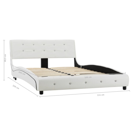 Bed Frame White Faux Leather 106x203 cm King Single - Image 8