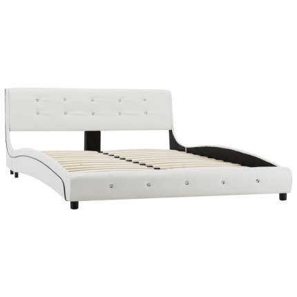 Bed Frame White Faux Leather 137x187 cm Double - Image 3