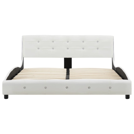 Bed Frame White Faux Leather 137x187 cm Double - Image 4