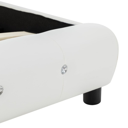 Bed Frame White Faux Leather 137x187 cm Double - Image 7
