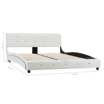 Bed Frame White Faux Leather 137x187 cm Double - Image 8
