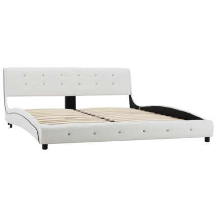 Bed Frame White Faux Leather 153x203 cm Queen - Image 3