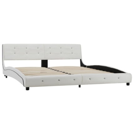 Bed Frame White Faux Leather 183x203 cm King - Image 3