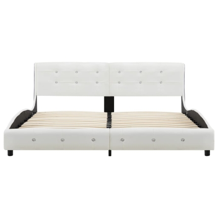 Bed Frame White Faux Leather 183x203 cm King - Image 4