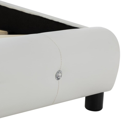 Bed Frame White Faux Leather 183x203 cm King - Image 7