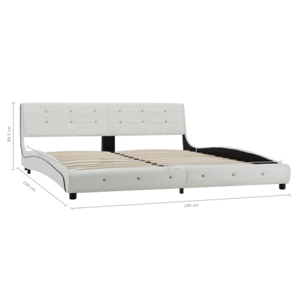 Bed Frame White Faux Leather 183x203 cm King - Image 8