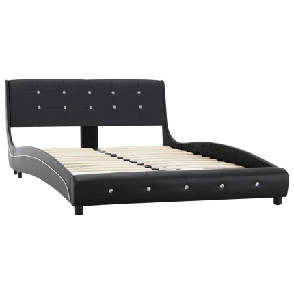 Bed Frame Black Faux Leather 106x203 cm King Single - Image 3