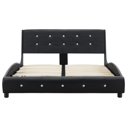 Bed Frame Black Faux Leather 106x203 cm King Single - Image 4