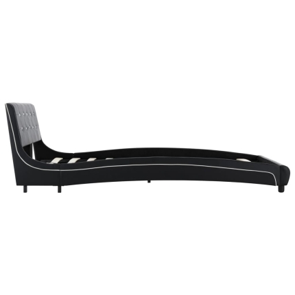 Bed Frame Black Faux Leather 106x203 cm King Single - Image 5