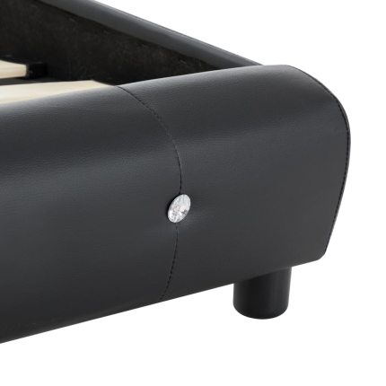 Bed Frame Black Faux Leather 106x203 cm King Single - Image 7
