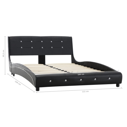 Bed Frame Black Faux Leather 106x203 cm King Single - Image 8