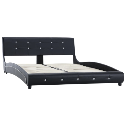 Bed Frame Black Faux Leather 137x187 cm Double - Image 3