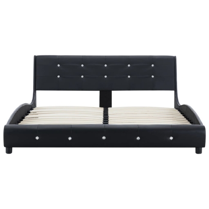 Bed Frame Black Faux Leather 137x187 cm Double - Image 4