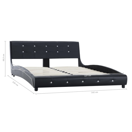 Bed Frame Black Faux Leather 137x187 cm Double - Image 8