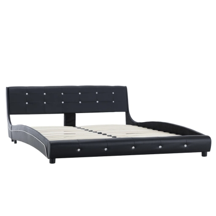 Bed Frame Black Faux Leather 153x203 cm Queen - Image 3