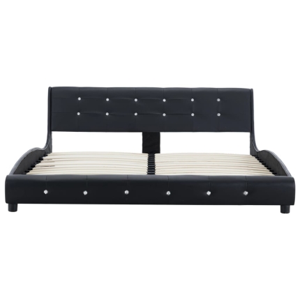 Bed Frame Black Faux Leather 153x203 cm Queen - Image 4