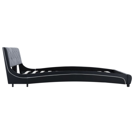 Bed Frame Black Faux Leather 153x203 cm Queen - Image 5