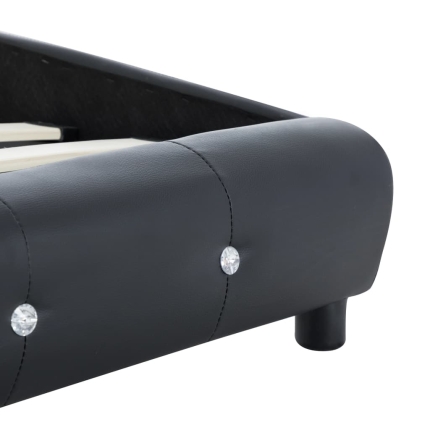 Bed Frame Black Faux Leather 153x203 cm Queen - Image 7