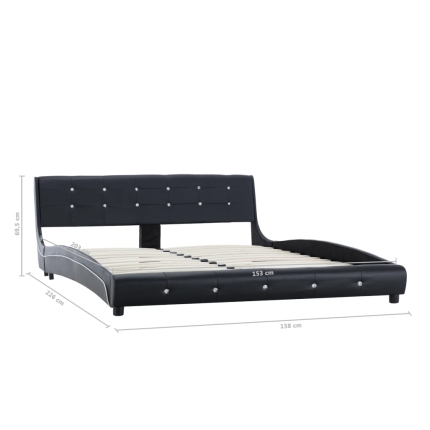Bed Frame Black Faux Leather 153x203 cm Queen - Image 8