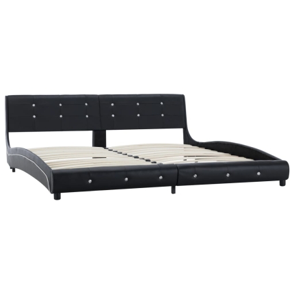 Bed Frame Black Faux Leather 183x203 cm King - Image 3