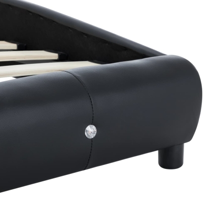 Bed Frame Black Faux Leather 183x203 cm King - Image 7