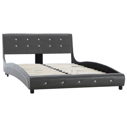 Bed Frame Grey Faux Leather 106x203 cm King Single - Image 3