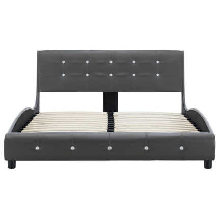 Bed Frame Grey Faux Leather 106x203 cm King Single - Image 4