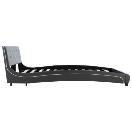 Bed Frame Grey Faux Leather 106x203 cm King Single - Image 5
