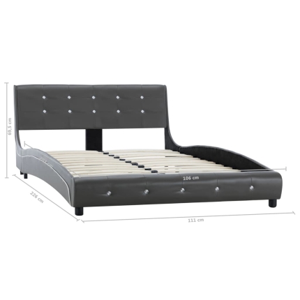 Bed Frame Grey Faux Leather 106x203 cm King Single - Image 8