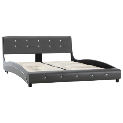 Bed Frame Grey Faux Leather 137x187 cm Double - Image 3