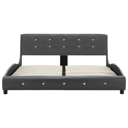 Bed Frame Grey Faux Leather 137x187 cm Double - Image 4