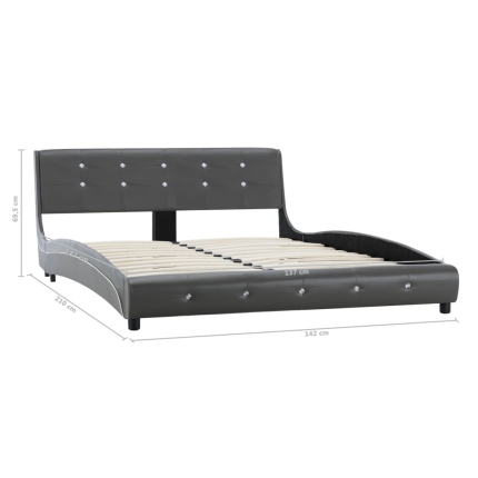 Bed Frame Grey Faux Leather 137x187 cm Double - Image 8