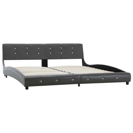 Bed Frame Grey Faux Leather 183x203 cm King - Image 3