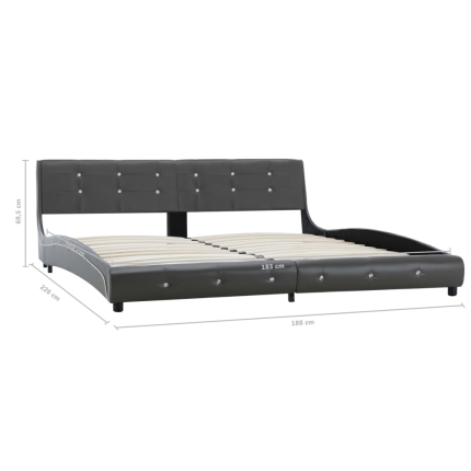 Bed Frame Grey Faux Leather 183x203 cm King - Image 8
