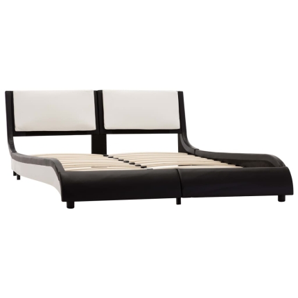 Bed Frame Black and White Faux Leather 137x187 cm Double - Image 2
