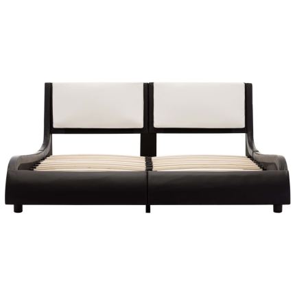 Bed Frame Black and White Faux Leather 137x187 cm Double - Image 3