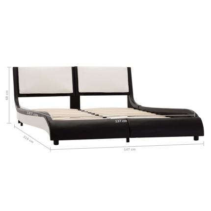 Bed Frame Black and White Faux Leather 137x187 cm Double - Image 7