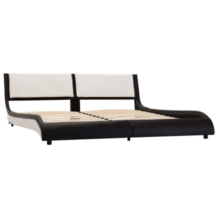 Bed Frame Black and White Faux Leather 183x203 cm King - Image 2