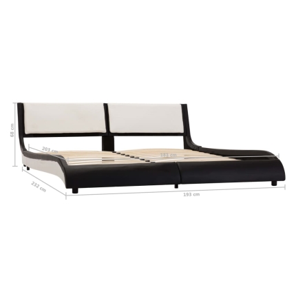 Bed Frame Black and White Faux Leather 183x203 cm King - Image 7
