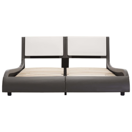 Bed Frame Grey and White Faux Leather 137x187 cm Double - Image 3