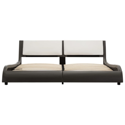 Bed Frame Grey and White Faux Leather 153x203 cm Queen - Image 3